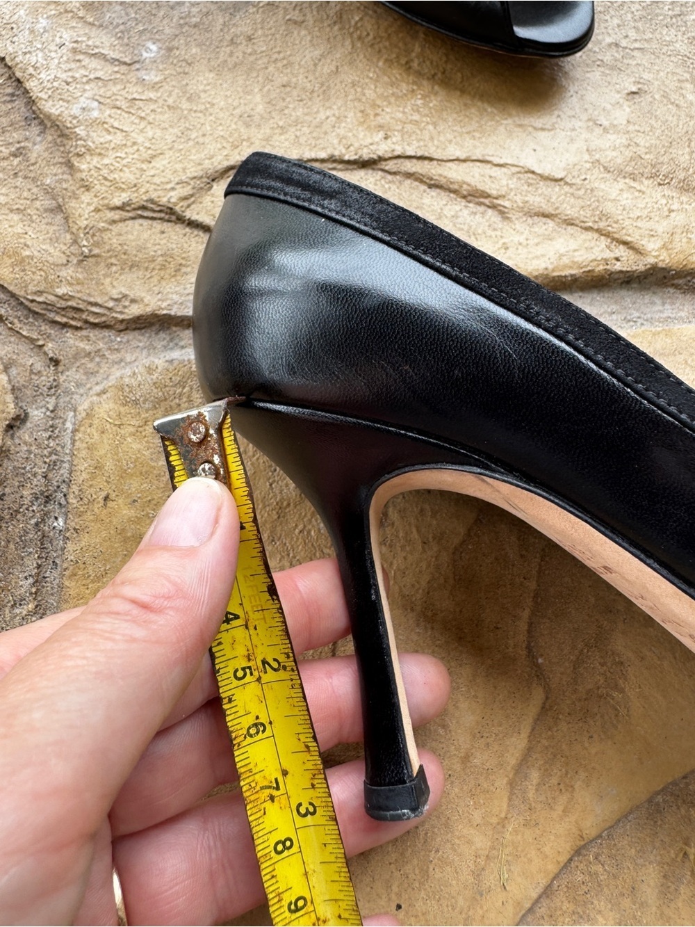 Vintage Jimmy Choo Black Leather Peep Toe Mary Jane Heels Pumps Size 36,5 - Picture 9 of 15